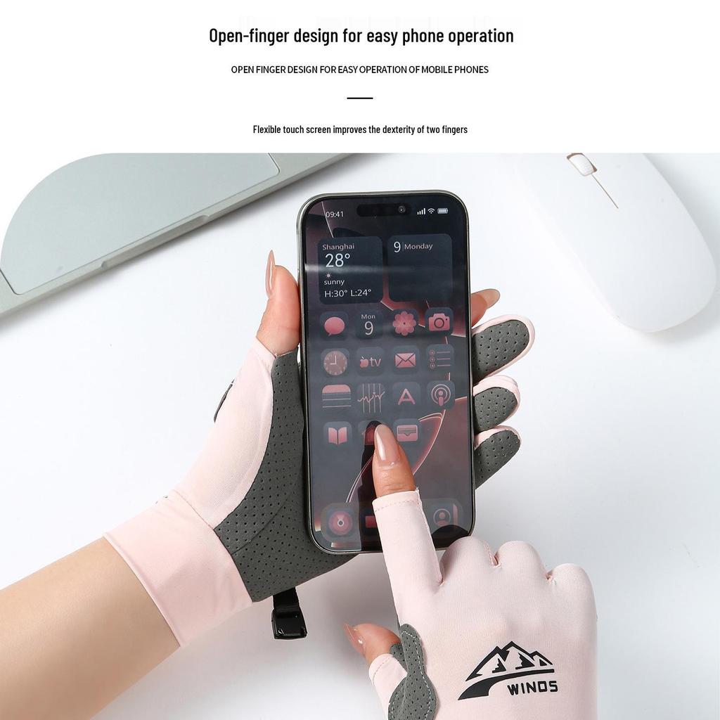 Ice Silk Fingerless Sun Protection Gloves for Men & Women - Non-Slip, Ideal for Hiking, Cycling, Driving, Food Delivery, Mountaineering