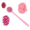 4 Piece Set for Washing Face Hair Taking a Shower with Silicone Facial Cleanser Long Handle Massage