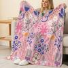 Floral Flannel Blanket Lightweight, Soft & Warm with Vibrant Colors, Ideal for Home Lounging, Window Seat Decor, Christmas & Halloween