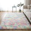 1 Pcs Colorful Carpets Shaggy Kids Room Living Room Bedside Rugs Rainbow Color Soft Fluffy Plush Mats Rug for Bedroom Home Decor WBL