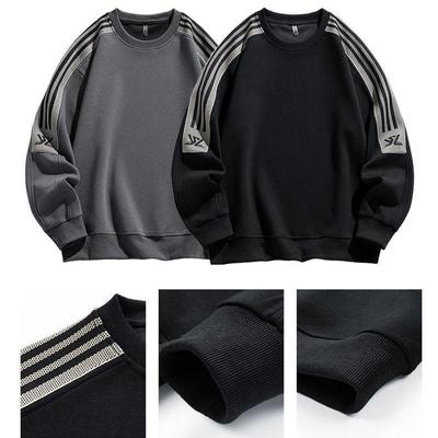 Frühling und Herbst Plus Samt Dick Rundhals Herren Splicing Hoodie Herrenmode Lässig Herren Top