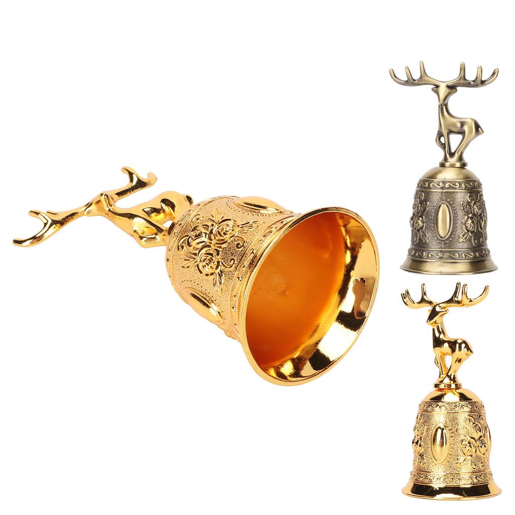 Deer Shape Hand Bell Vintage Plating Process Rustproof Polished Finish Metal Hand Bell for Dining Ta