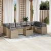 Vidaxl 11-Cz. Garden Furniture Set With Cushions, Beige, Poly Rattan
