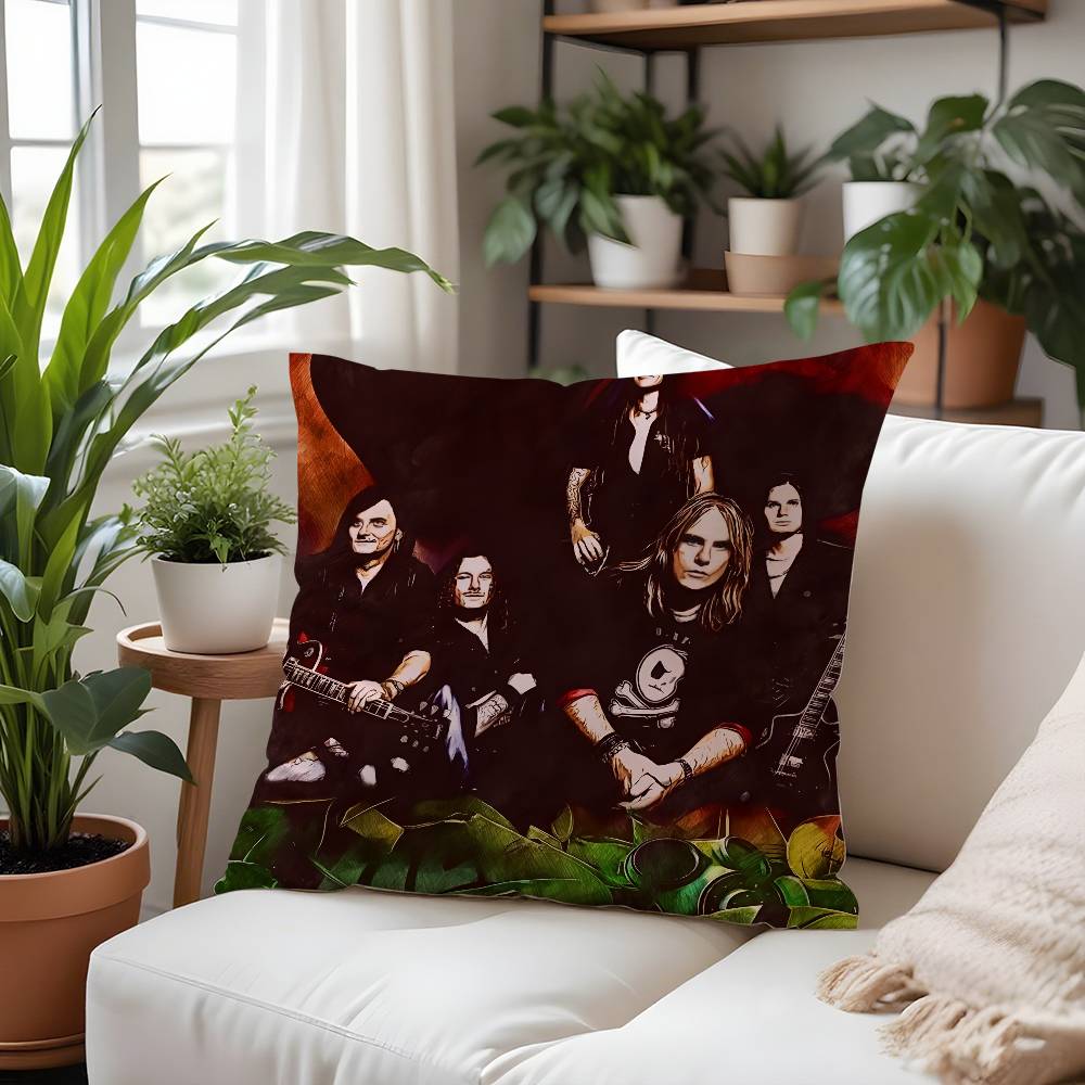 

h-ХЕЛЛОУИНС Рок-группа Наволочка Плюшевая ткань Мягкая Наволочка Двусторонняя печать Чехол для подушки Бытовые подарки 12x12Inch