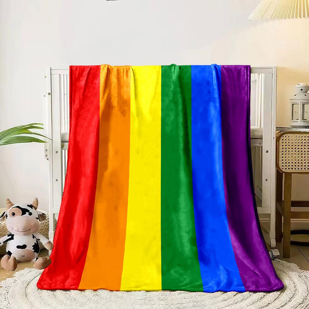 Rainbow Striped Blanket bedroom Blanket for Livingroom Couch lunch break Soft Cozy throw for Friend's festival Gift