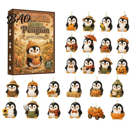 Countdown to Christmas Antarctic Penguin Advent Calendar, 24-Day Winter Box with Cute Festive Home Ornament Explorer Ornaments, 2D Acrylic Hanging