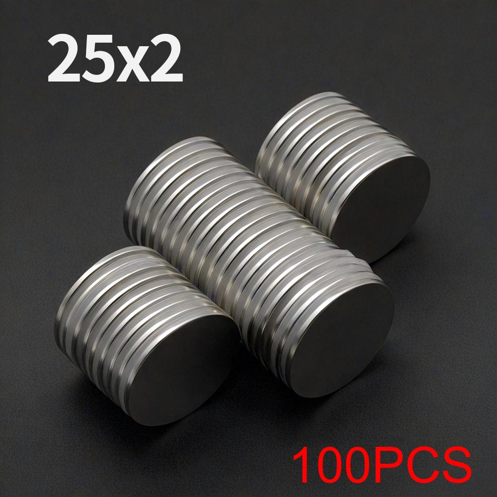 Magnete al Neodimio Potente 25x2mm N35 NdFeB Magneti Permanenti Rotondi Super Forti Magneti da Frigorifero Fai da Te