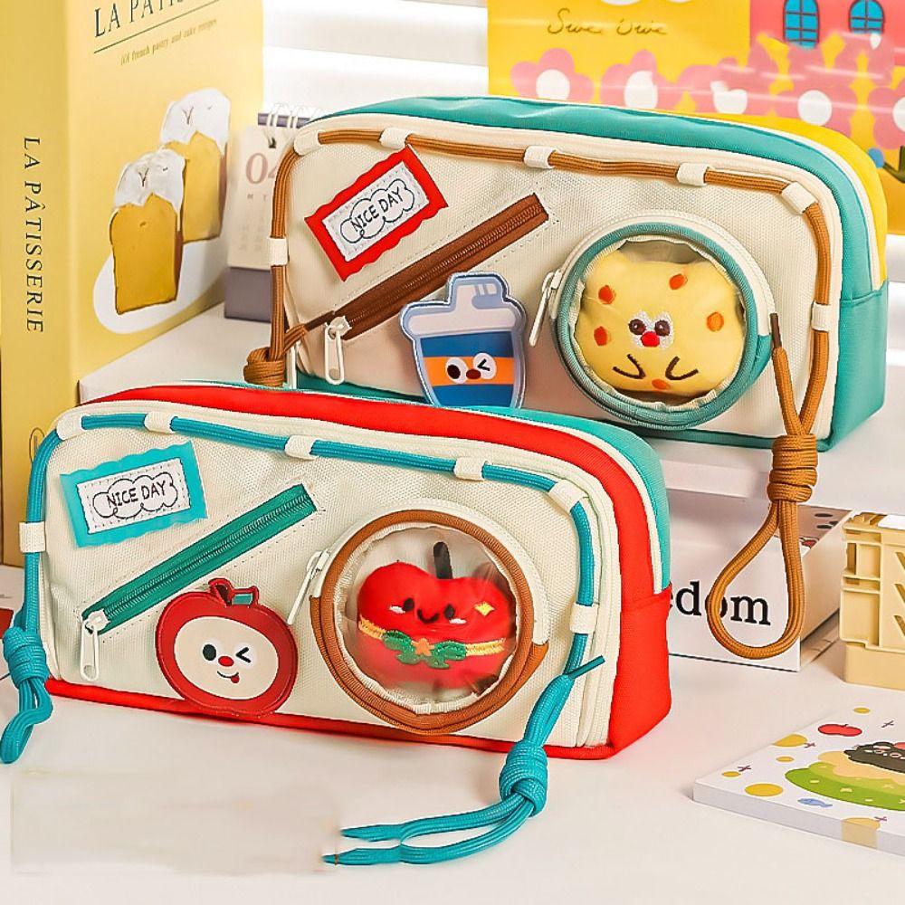 Large Capacity Hamburger Pencil Case Aesthetic Bag Organizer Box School Cases Pouch  Student