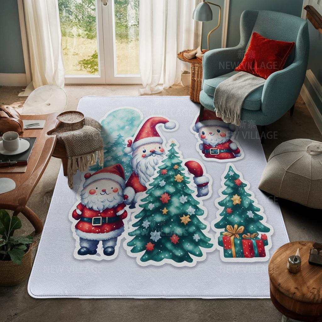 House Entrance Carpet Home Door Mat Living Room Bath Foot Bathroom Non-slip Water Absorption Rugs Bath Merry Christmas Winter