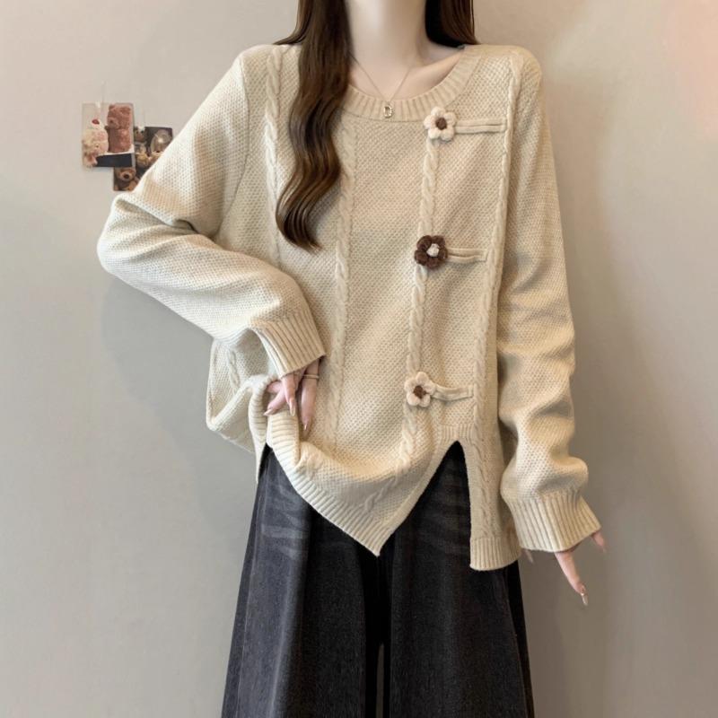 Women's Loose Knitted Sweater Spring, Autumn and Winter Large Size Irregular Bottoming Inner Wearable Top