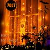 Halloween Spider Web Decoration Light With Giant Hanging Spider&Triangular Web,Indoor/Outdoor Wall Lamp For Haunted House,Party