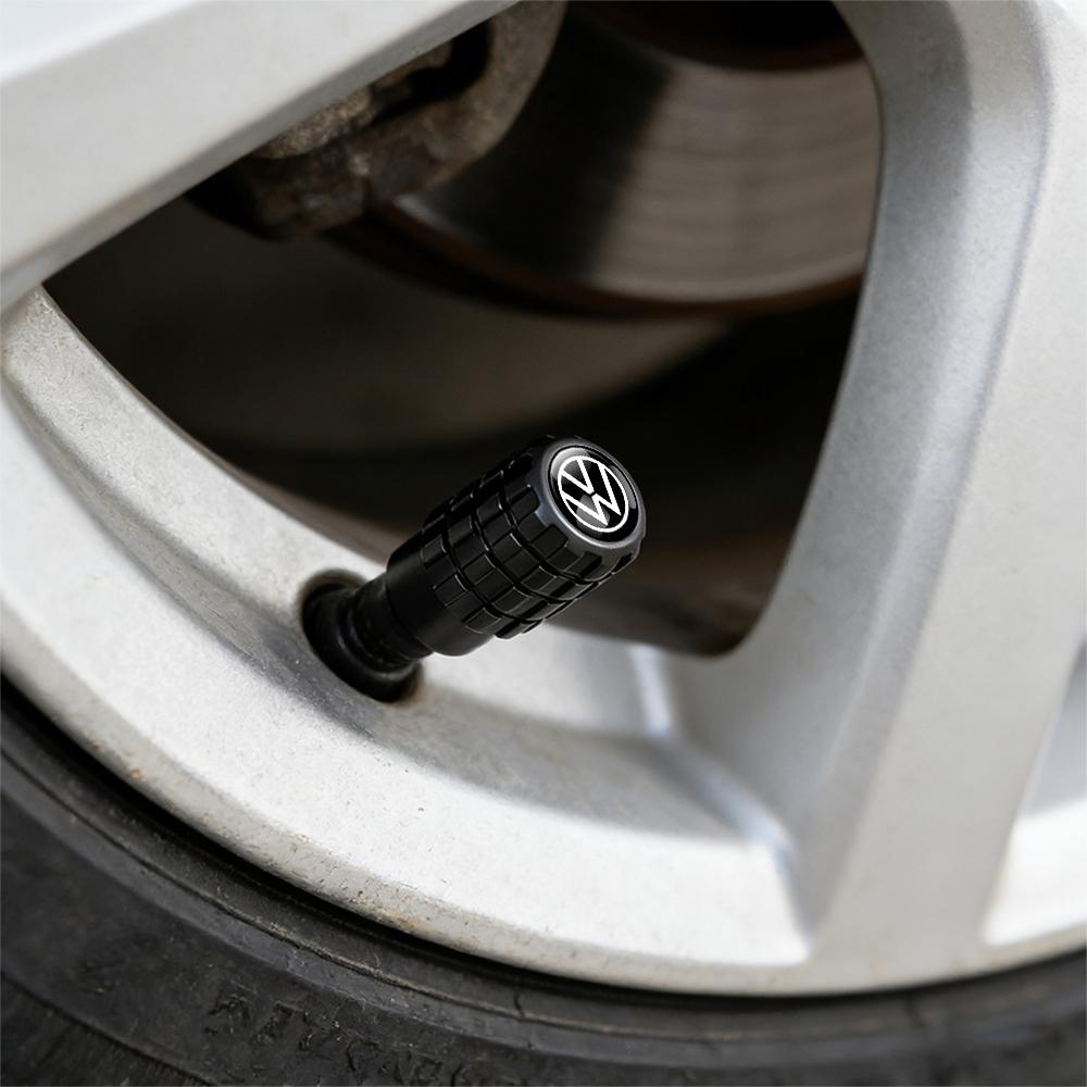 Hub Caps 4PCS Aluminum Alloy Car Styling Wheel Cover Tire Valve Stem Dust Caps Auto Valve For Volkswagen VW Caddy CC Golf 7 Bora