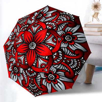 1pc Mandala Automatic Open/close Folding Umbrella, Compact Portable Travel Umbrella Yy251230162