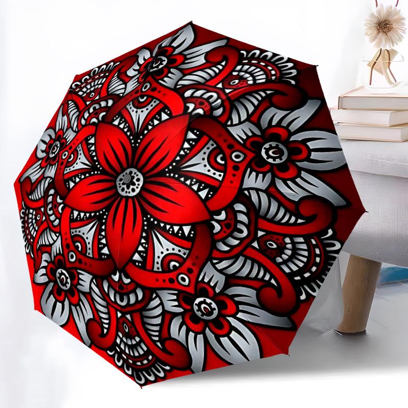 1pc Mandala Automatic Open/close Folding Umbrella, Compact Portable Travel Umbrella  yy251230162