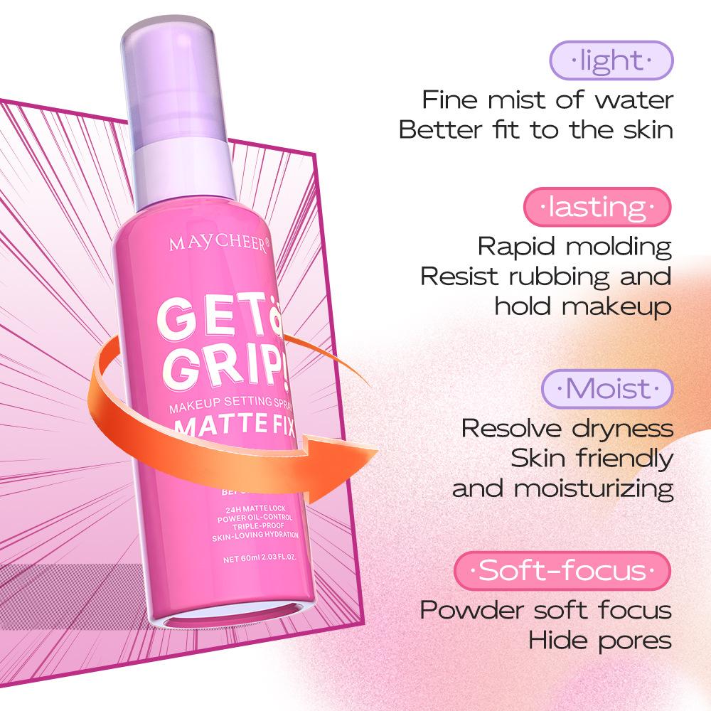 Spray fixateur de maquillage longue tenue, hydratant, liquide pour le visage, finition mate non collante, spray fixateur, contrôle du sébum. Cosmétiques