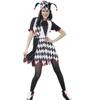 Jester Costume Women Adult Harlequin Diamond Pattern Dress Hat Set Free Size
