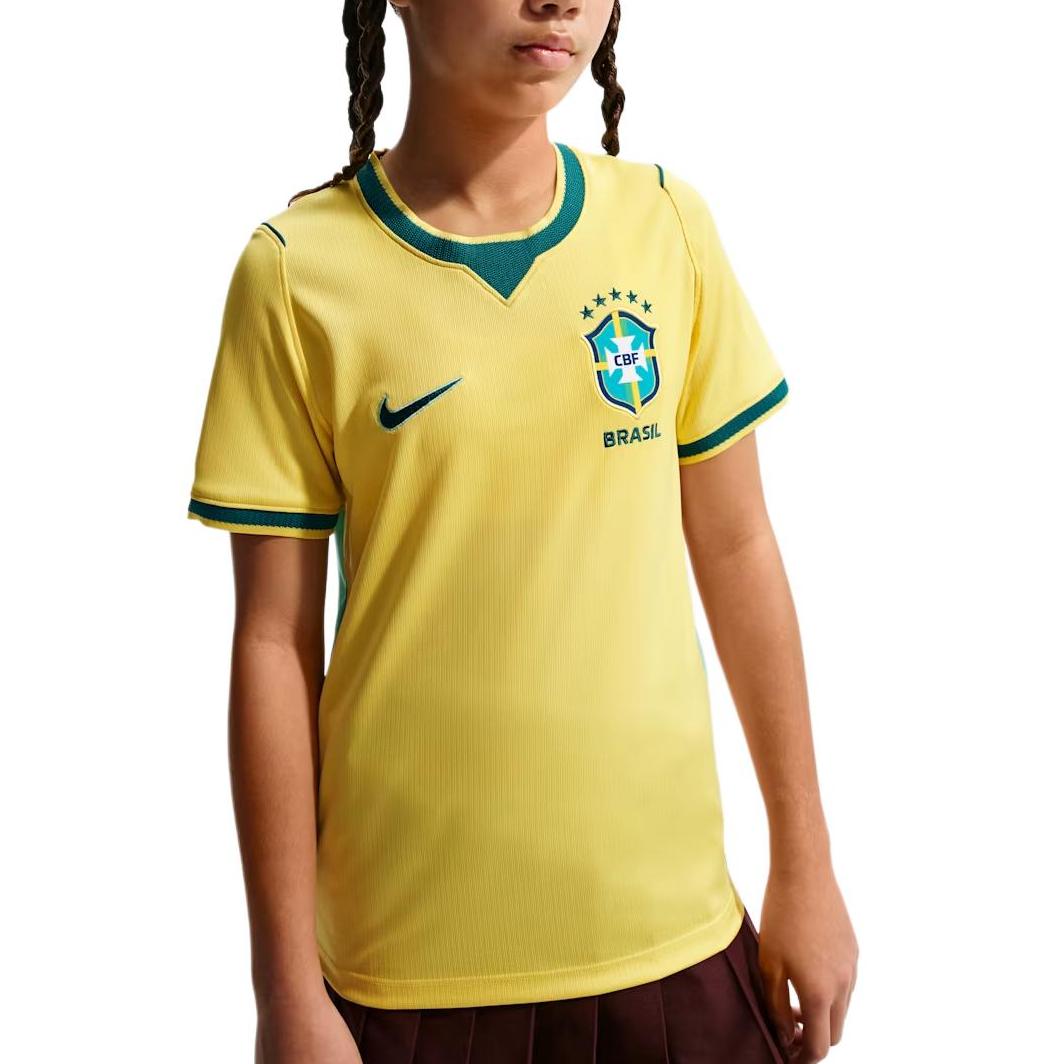 

Nike Dri-FIT Бразилия 2026 Олимпийский стадион Футбольная копия футболки с коротким рукавом с круглым вырезом Детские топы IO2231-724 S
