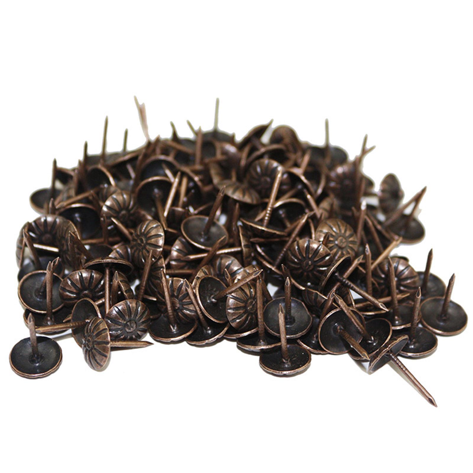 

100 Pcs Antique Furniture Decorative Nails Assortment Kit 11mm/0.43 for Head Diameter Upholstery Tacks Doornail Hardwa бронзовий/червоний