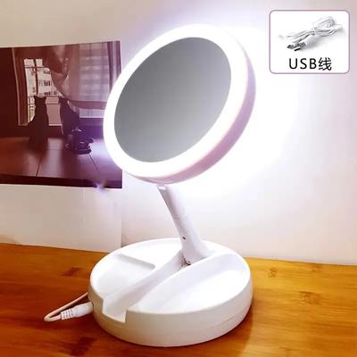 Lustro do makijażu ze światłem LED Lustro kosmetyczne z oświetleniem dziennym Obrót o 360° Zdejmowana/przechowująca podstawa Lustro z 3 trybami i światłem Ładowarka USB
