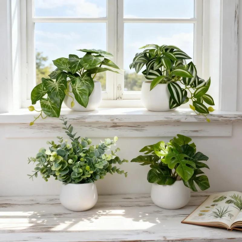 Top Quality Simulated Green Potted Plants, Suitable for Daily Home Decoration. They Can Be Placed on Windowsills and Desktops