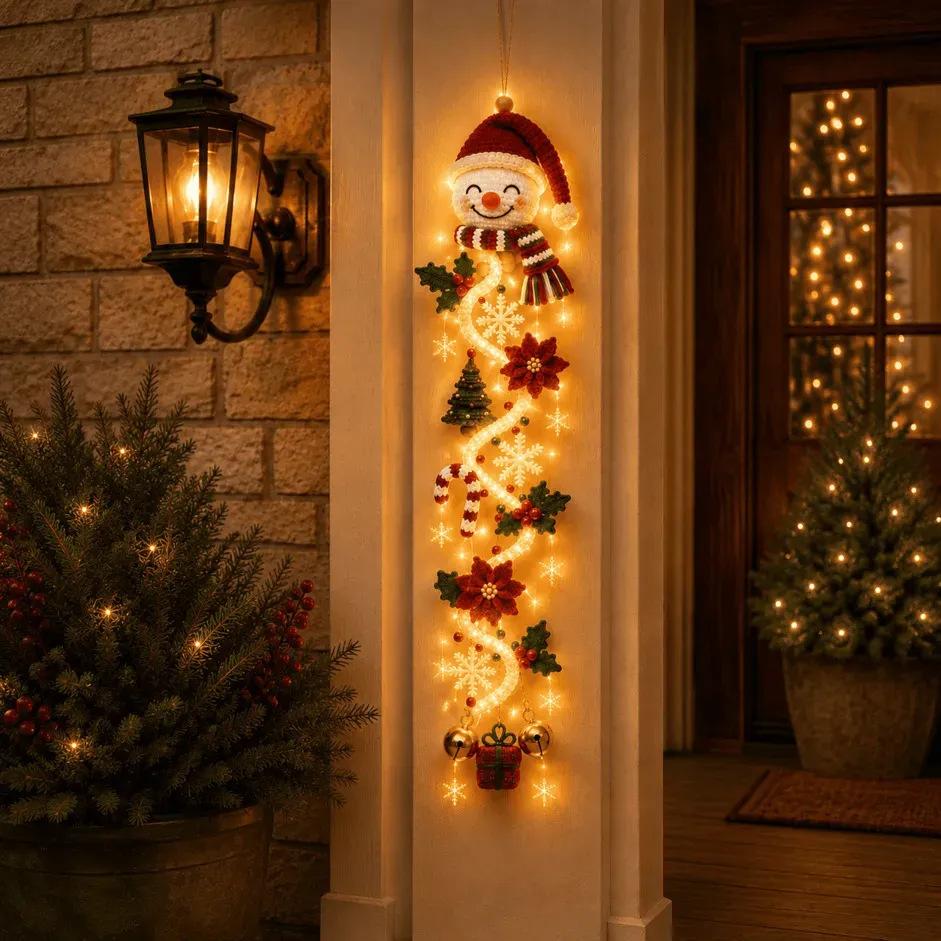 Glowing Christmas Door Hanger Spiral Style