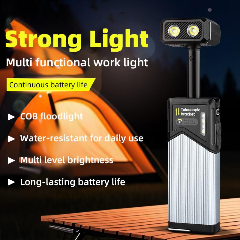 Multi-functional Work Light and Outdoor Camping Light Outdoor Retractable Magnetic Suction Work Light Rechargeable Flashlight
