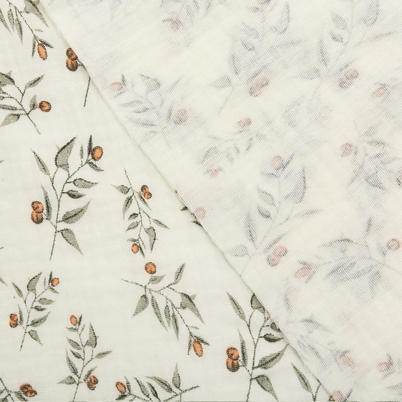 135x50/500CM Green Leaves Printed Pure Cotton Double-layer Crepe Fabric For Pajamas, Home Wear,Handmade DIY Fabric TJ21772