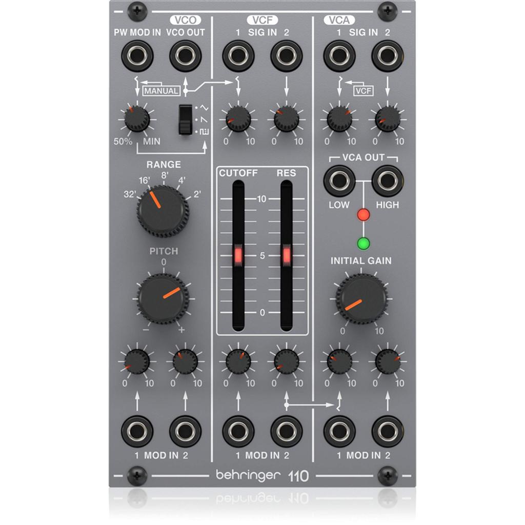 Behringer SYSTEM100 Series 110 VCO/VCF/VCA Modular Analog Synthesizer, Eurorack Compatible, Analog VCO/VCF/VCA Module, Gray