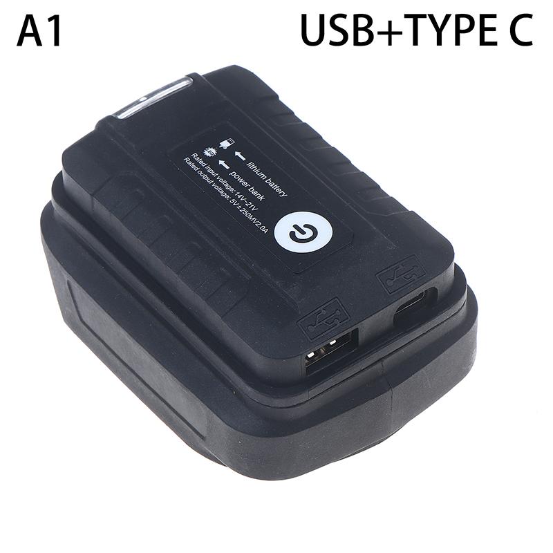 

Power Bank Adapter Led Light For Mak 14.4V/18V Li-Ion Battery Usb+Type-C Converter With Led Lamp For Mak Bl1830 Bl1430 Bl1850 USB and type c чёрный