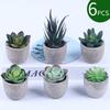 6 Pcs Artifical  Succulents  Potted  Plants Realistic Simulation Plants Practical Home Office Desk Ornaments For Indoor Outdoor Decoration