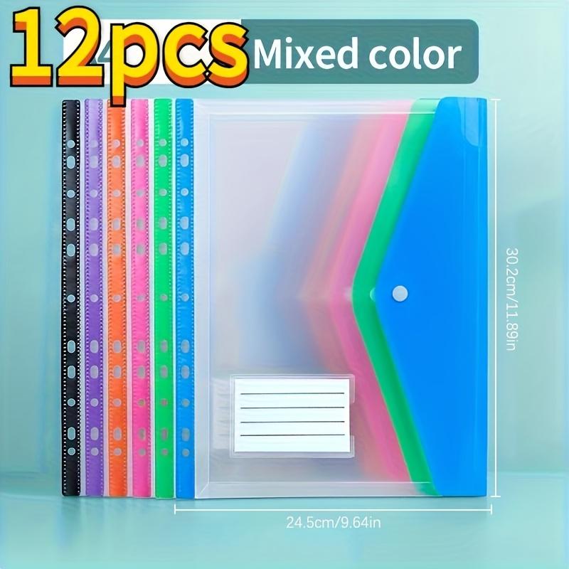 

12-pack A4 expandable folders with snap-button 11-ring binder insert pockets, heavy-duty PP plastic document storage box with locking mechanism 12 horizontal prints