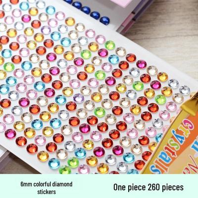 DIY Rhinestone Stickers Set: 6mm, 260pcs - Perfect for Photo Albums, Cars & Children's Crafts. Crystal & Acrylic Color Decorations.