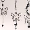Black Butterfly Bead Pendant Phone Charm Straps Y2K Lanyard Purse Accessories
