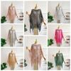Tassel Sunscreen Cover-up Loose Fit Knit Hollow Out Top Fashion Fishnet Swimsuit Cover Up  Vacation