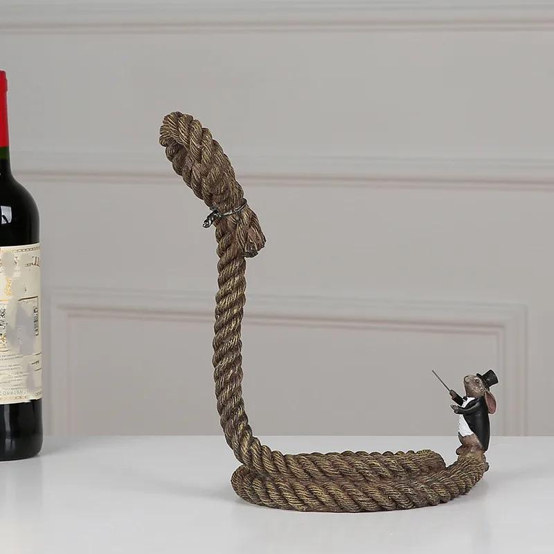 Creative Hanging Rope Wine Rack, Resin, Bottle Rack, Wine Cabinet Display Rack, Dining Table Decoration, Kitchen, Restaurant&bar