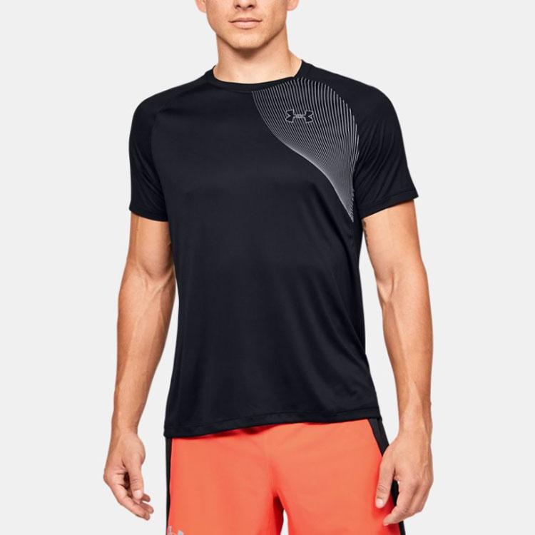 Under Armour Qualifier Iso-Chill Mesh Short Sleeve Running Fitness Shirt Men Tops Black 1353467-001