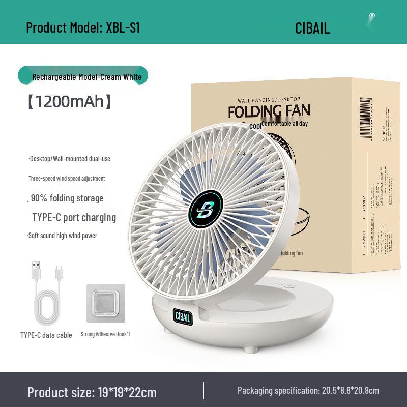 Xinbailu Punch-Free Folding Wall & Desk Fan: Portable, High Air Volume for Kitchen & Bathroom