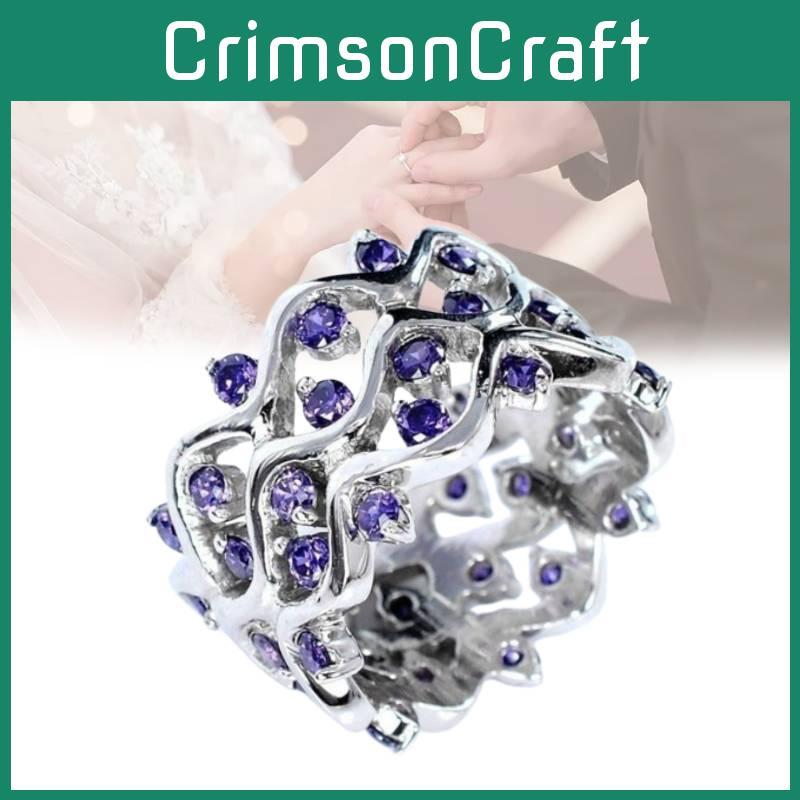 Stilvoller lila Amethyst Zirkonia Legierungsring für Damen Beliebtes geometrisches Design