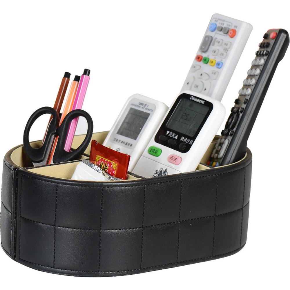 High Quality Luxury PU Leather Storage Box Cosmetic Remote Control Phone Holder Home Office Makeup Organizer     WF