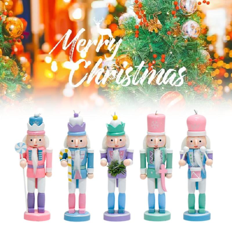 5pcs Wooden Nutcracker Soldier Puppet Figurine Home Tabletop Decor Xmas Gift