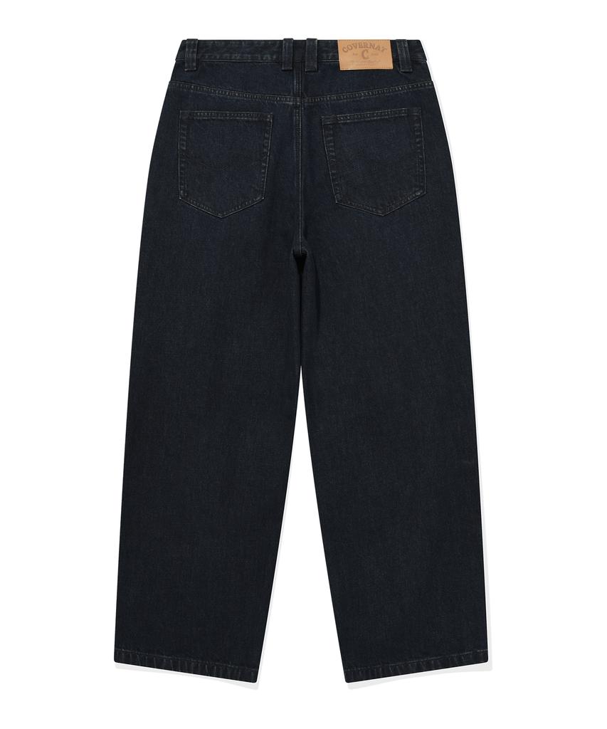 COVERNAT Denim One-Pleat Wide Pants Navy