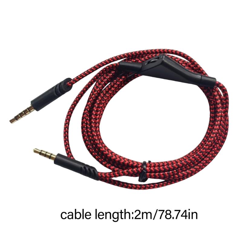 Nylon Braided Headphone Cord 2M Length for A10 A40 A40TR A50TR Gaming Headsets Feature Wire Adjustment