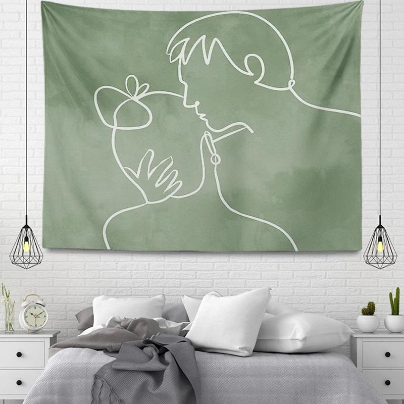 Office Living Room Tapestry Simple Line Geometric Pattern Hanging Cloth Home Wall Decoration Tapestry