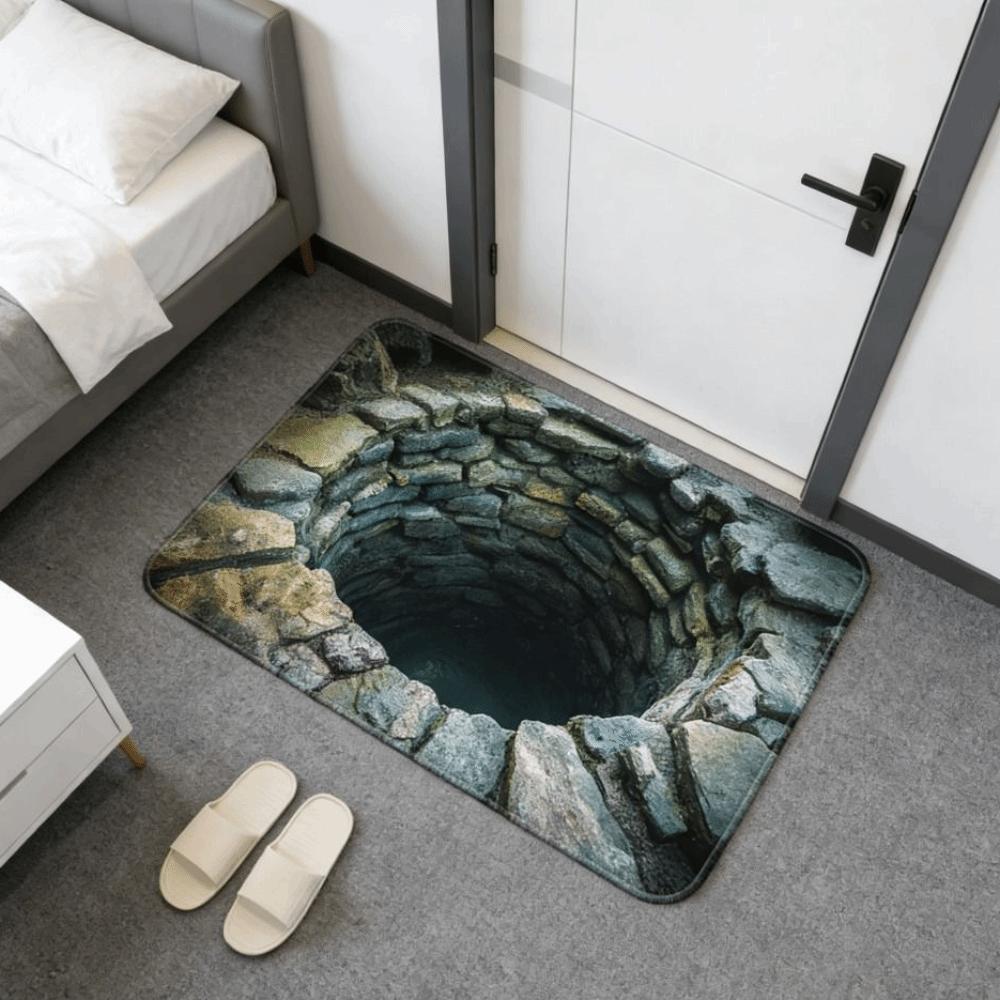 Non-slip Bathroom Carpet 3D Flat Bedroom Door Rug Creativity Optical Illusion Doormat  Home Decor