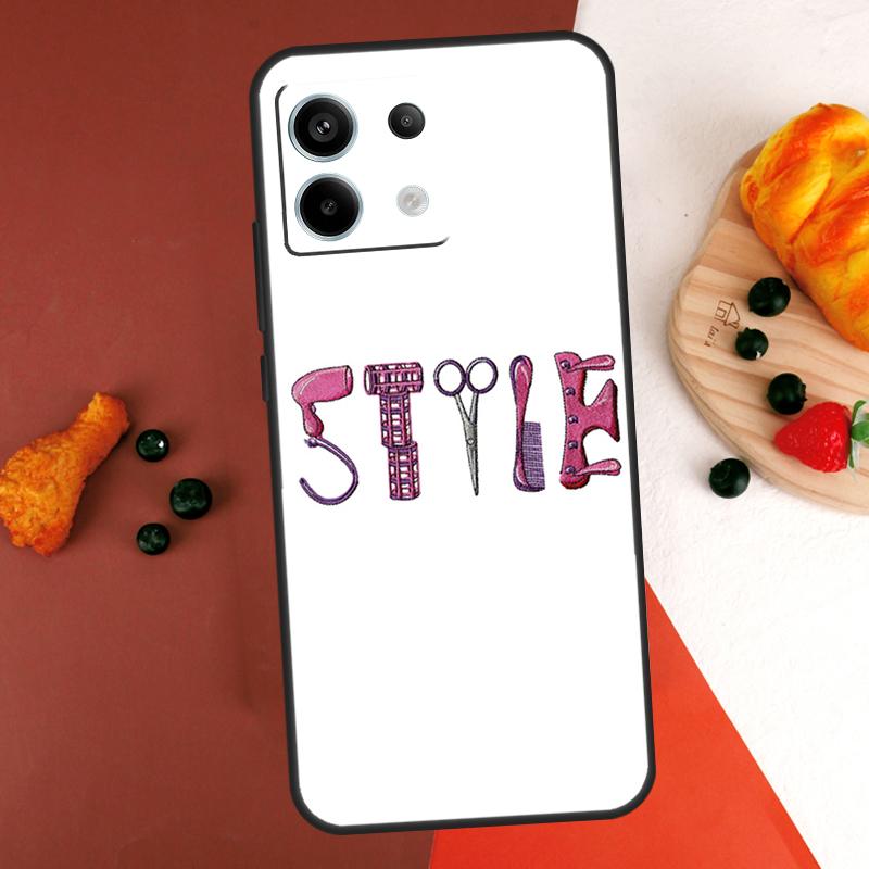 Hair Stylist Scissors Brush Switch Case For Xiaomi Redmi Note 14 13 Pro 9 10 11 12 Pro 10S 11S 12S Redmi 14C 13C 10C 12C Coque