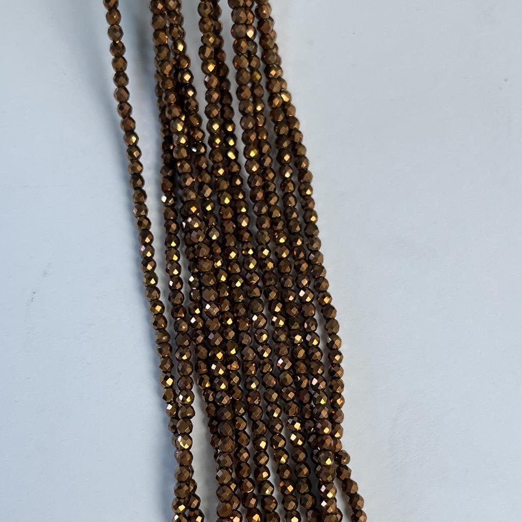 5String, Sparkling Bronze Gold Plated Glass Seed Beads 2mm/3mm, 38cm Strand, Dainty Loose Beads for DIY Y2K Bracelet Layering Necklace Jewelry Making