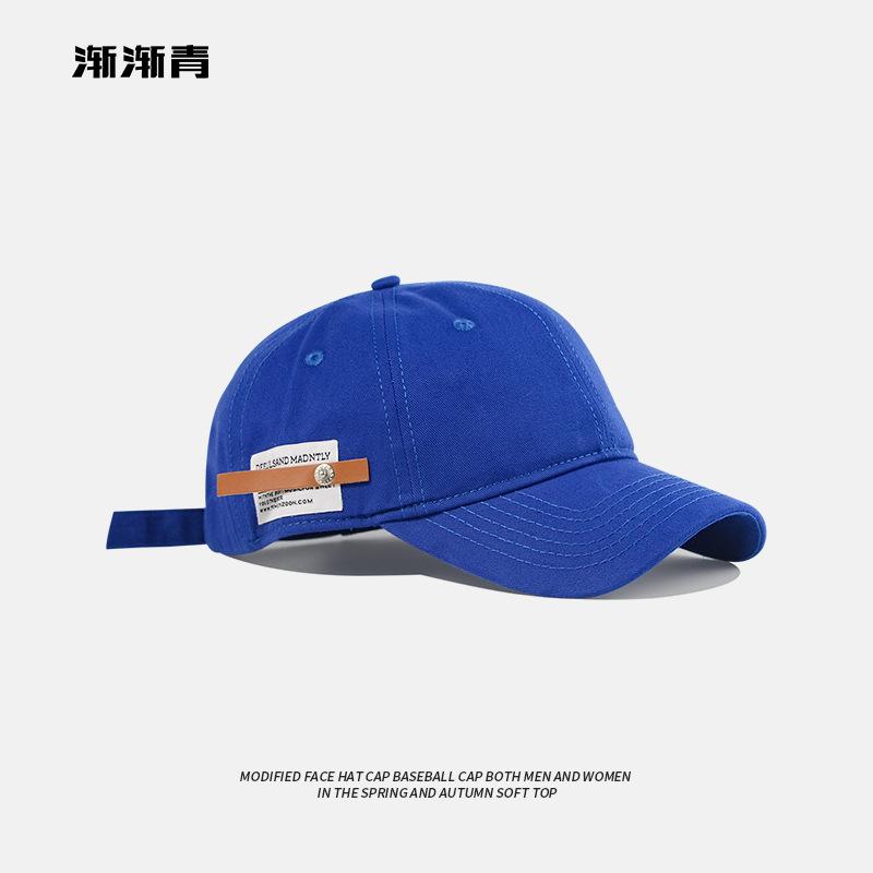 Retro Versatile English Small Leather Label Cap Women's Casual Versatile Baseball Cap Men's Soft Top Cuckold Simple