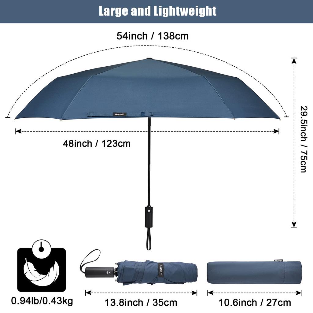 G4Free Golf Automatic Umbrella, 54-inch, Square, Windproof, Folding, Compact, Open/Close