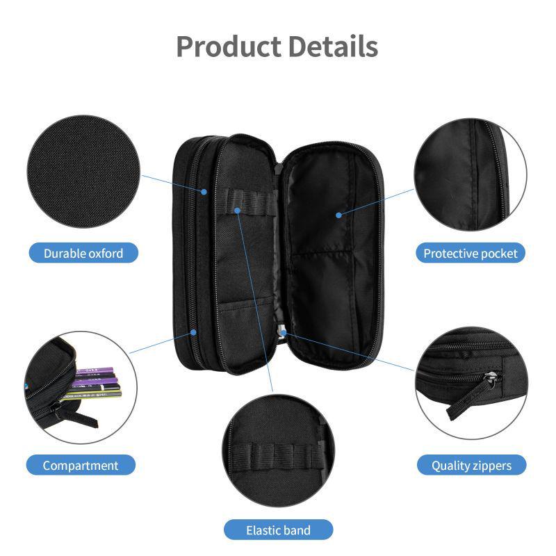 DIY Double Layer Black Pencil Case: Multi-Functional, Large Capacity for Students and Children