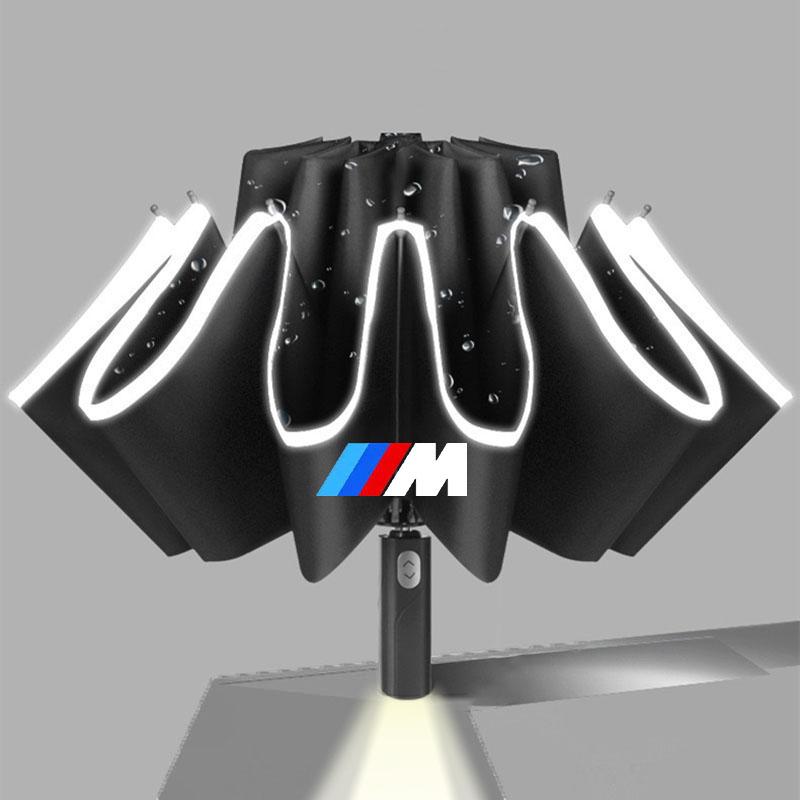 MZFK7 LED Automatic Folding Umbrella Windproof Umbrella Sticker For BMW M Power X1 E84 X3 F25 X5 E53 X6 E71 IX3 I3 320i 330d M4 1 3 5